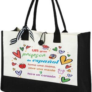 Spanish Teacher Tote Bag Canvas Organizer Gift for Educators